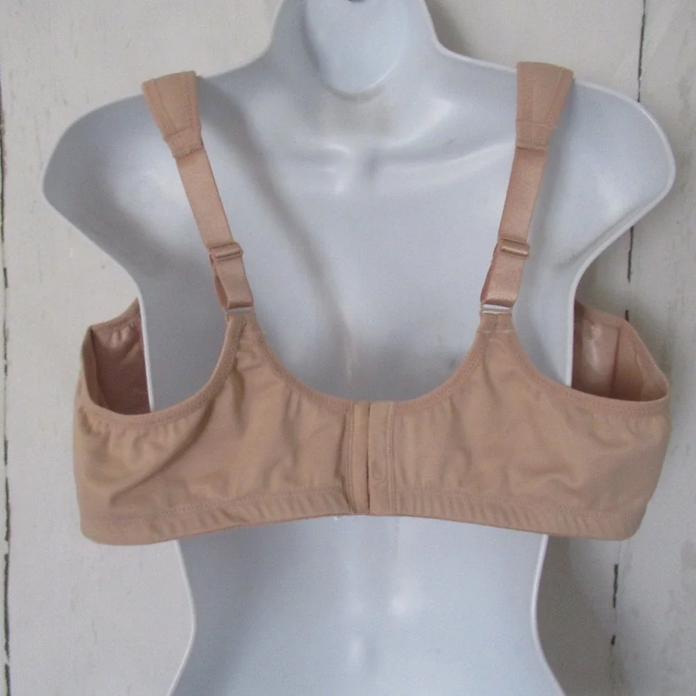 Glamorise Bra 48B Beige Tan Low Cut Wonderwire Underwire Back Closure 1240